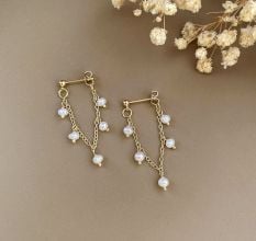 Delicate Gold Chain Earrings with Tiny Freshwater Pearls